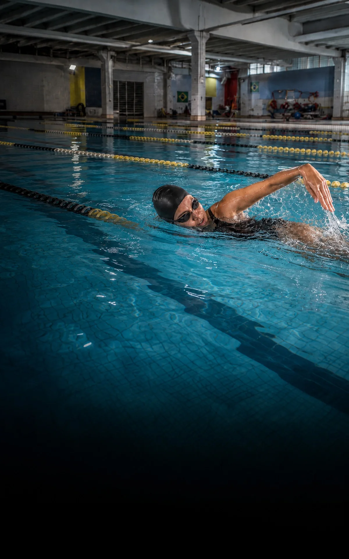 Nadadora adulta na piscina semiolímpica da The Best em Joinville